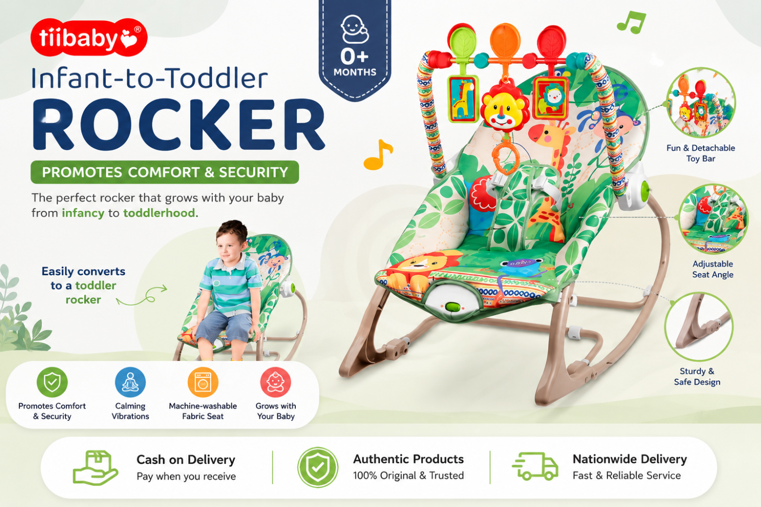 TiiBaby Infant-to-Toddler Rocker
