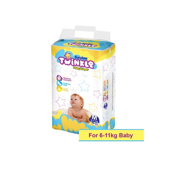 Savlon Twinkle Baby Belt Diaper 6-11 kg Medium 40 pcs