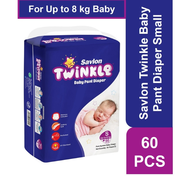 Savlon Twinkle Baby Pant Diaper Up to 8 Kg Small 60 pcs