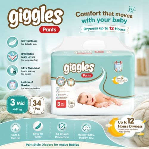 Giggles Baby Pants Midi 4-9 Kg 34 Pcs